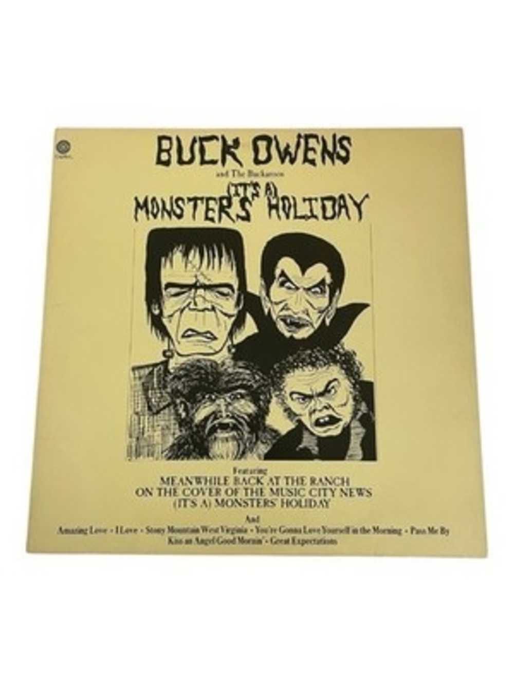 Buck Owens (It's A) Monsters' Holiday Vinyl LP Capitol 1974 Halloween Country VG